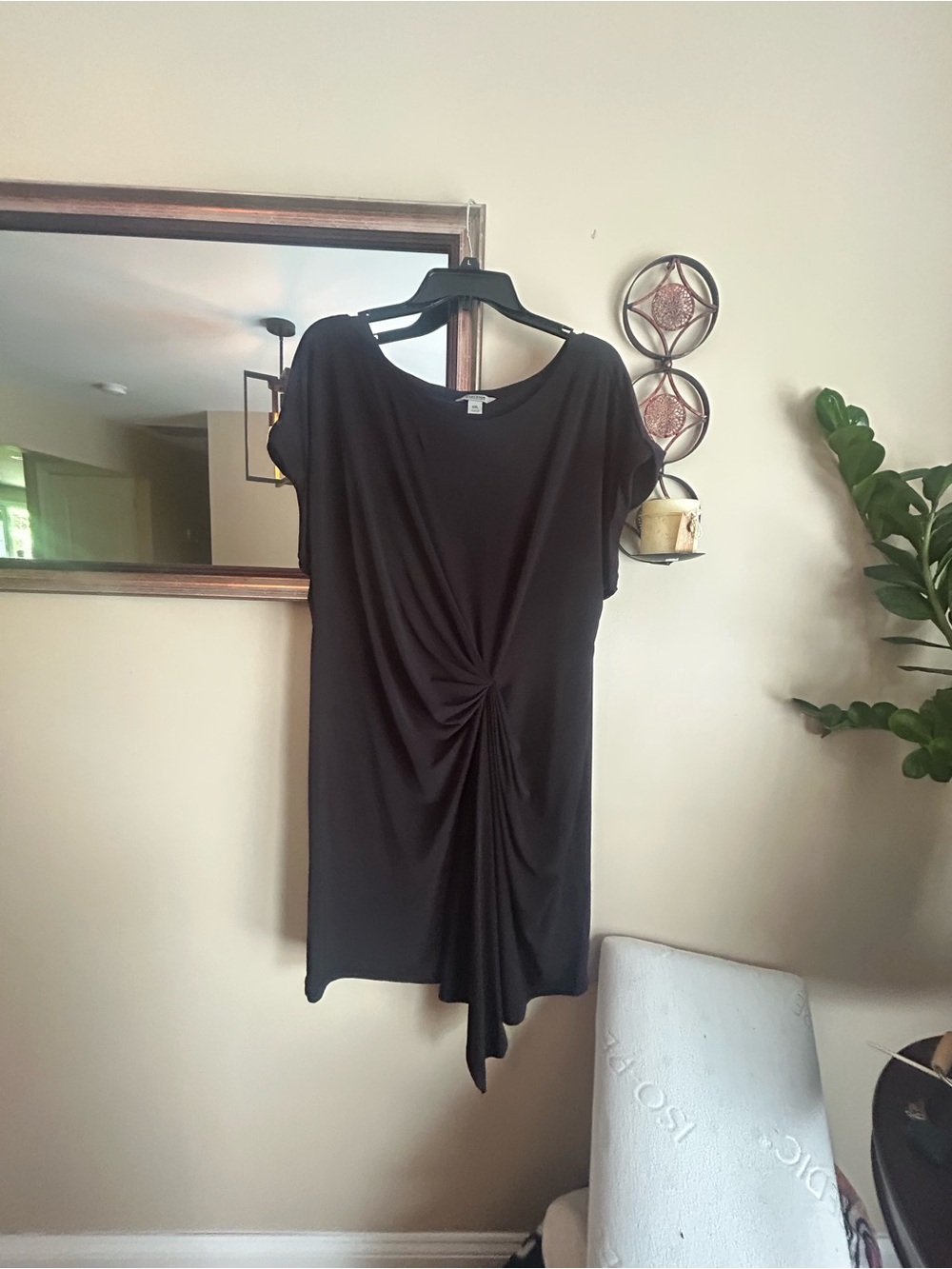 Kenneth Cole Black Midi Twist-Front Dress